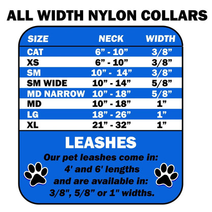 Pet Dog & Cat Nylon Collar or Leash, "Diagonal Dots" WooF WooF MeoW MeoW