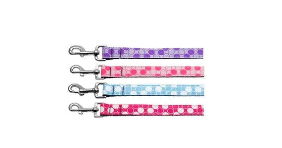 Pet Dog & Cat Nylon Collar or Leash, "Diagonal Dots" WooF WooF MeoW MeoW