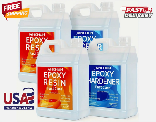 JANCHUN 4 Gallon Epoxy Resin- Crystal Clear Epoxy Resin Kit - No Yellowing No Bubble High Gloss Molding & Casting Resin For River Table Tops, Art Resin For Jewelry Making, DIY Art Craft, Tumblers, Molds, Art Painting, Fast Cu Our3Designs