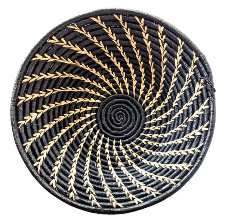 Large Black White Woven African Basket Reflektion Design