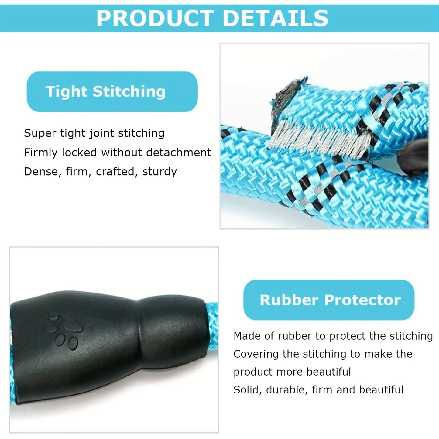 Dog Leash with Comfortable Padded Handle And Highly Reflective Threads