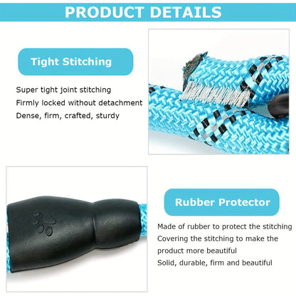 Dog Leash with Comfortable Padded Handle And Highly Reflective Threads