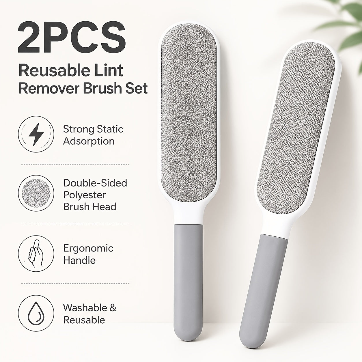 Double-sided Electrostatic Adhesive Brush, Reusable Pet Hair Cleaner