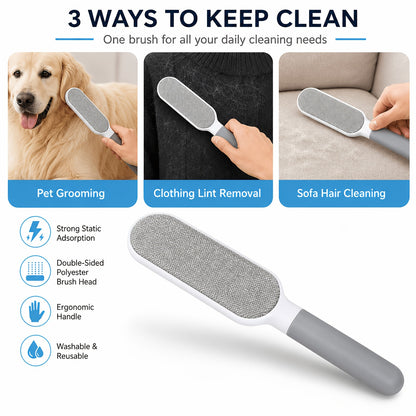 Double-sided Electrostatic Adhesive Brush, Reusable Pet Hair Cleaner