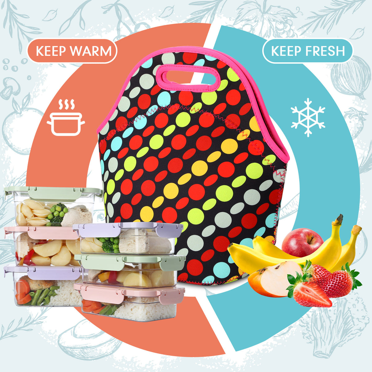 Neoprene Insulated Lunch Bag Reusable