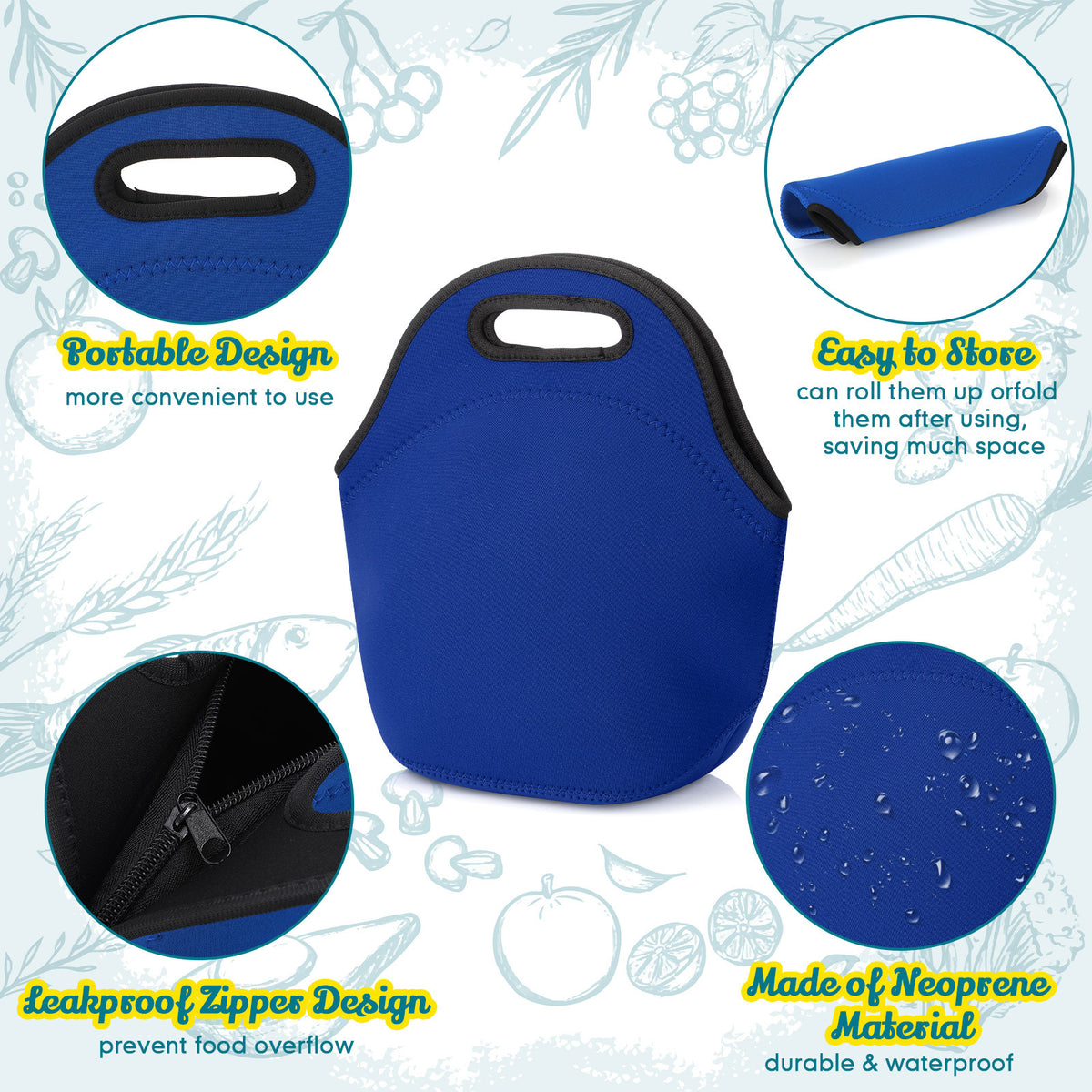 Neoprene Insulated Lunch Bag Reusable