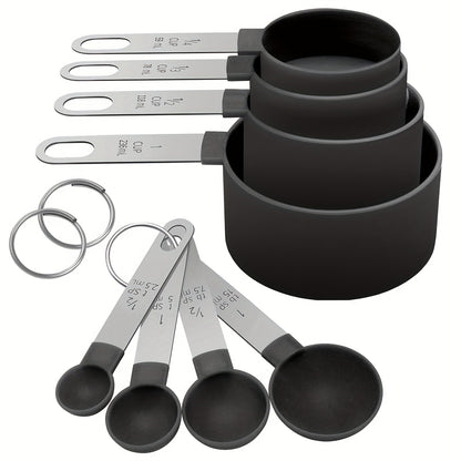 8pcs Stainless Steel Measuring Cup And Spoon Set with Handles