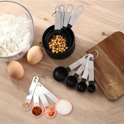 8pcs Stainless Steel Measuring Cup And Spoon Set with Handles