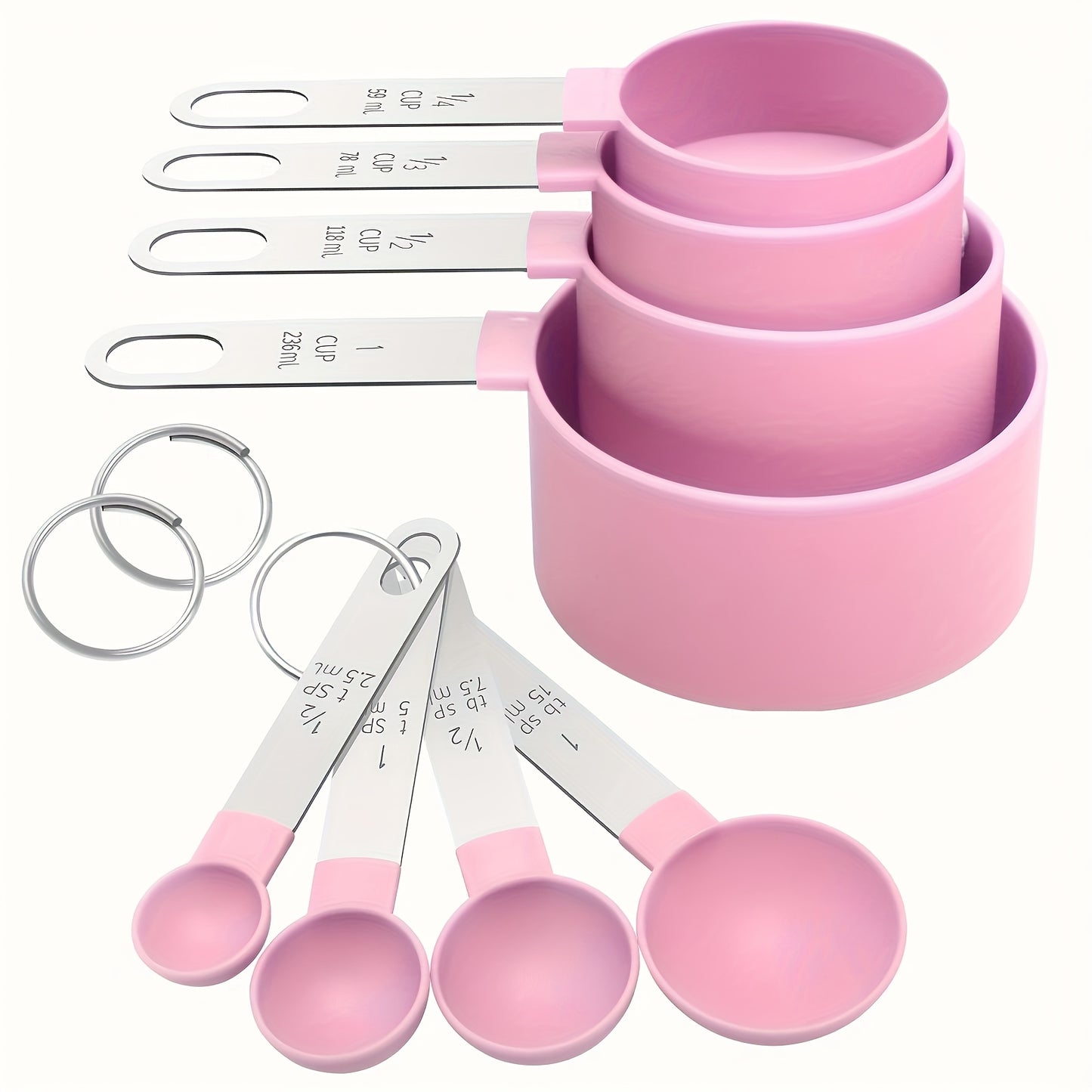 8pcs Stainless Steel Measuring Cup And Spoon Set with Handles