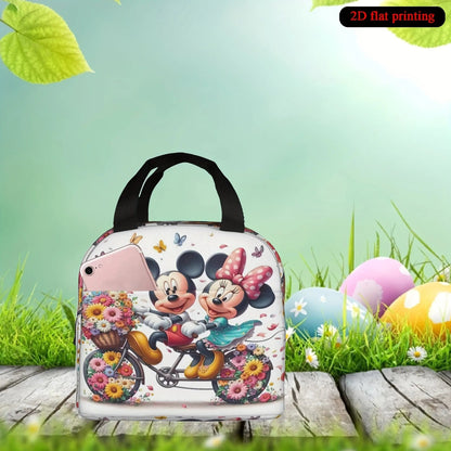 Mickey & Minnie Mouse Colorful Floral Pink Flowers Reusable Cooler Bag Our3Designs