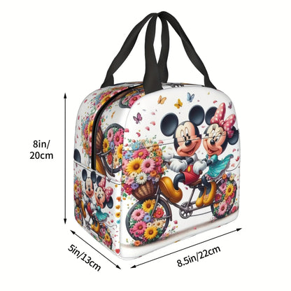 Mickey & Minnie Mouse Colorful Floral Pink Flowers Reusable Cooler Bag Our3Designs