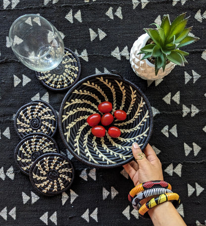 Small Black White Woven African Basket Reflektion Design