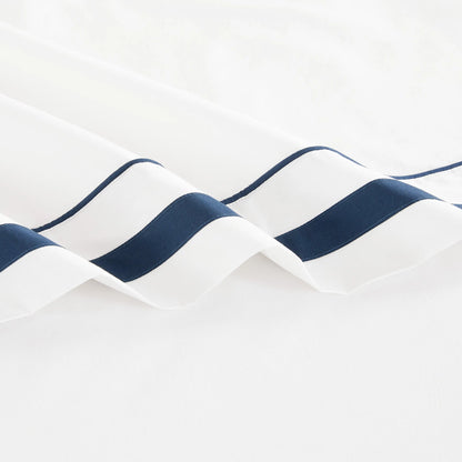 Classic Double Border Percale Cotton Pillowcase Pair Mélange Home