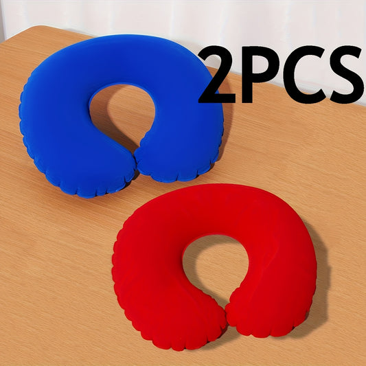 2 inflatable U-shaped travel neck pillows