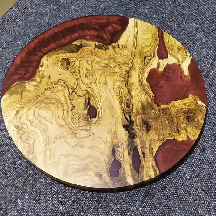 16" Round Olive Slab For Epoxy Project - Our3Designs