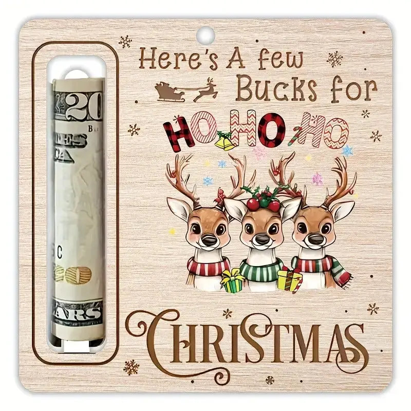 3 pcs - Wooden Deer and Money Hanging Ornament