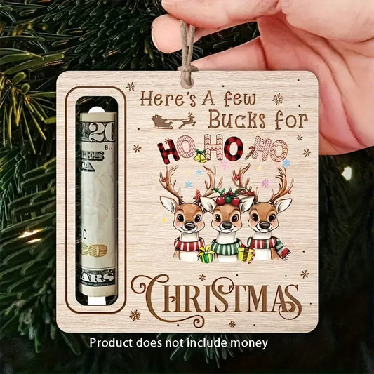 3 pcs - Wooden Deer and Money Hanging Ornament