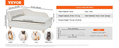 VEVOR Pet Sofa Dog Couch for Medium-Sized Dogs and Cats Soft Velvety Dog Sofa Bed for Living Room Bedroom Pet Store or Clinic Our3Designs