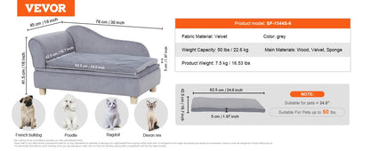 VEVOR Pet Sofa Dog Couch for Medium-Sized Dogs and Cats Soft Velvety Dog Sofa Bed for Living Room Bedroom Pet Store or Clinic Our3Designs