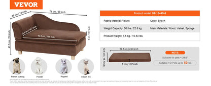 VEVOR Pet Sofa Dog Couch for Medium-Sized Dogs and Cats Soft Velvety Dog Sofa Bed for Living Room Bedroom Pet Store or Clinic Our3Designs