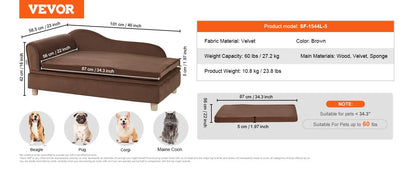VEVOR Pet Sofa Dog Couch for Medium-Sized Dogs and Cats Soft Velvety Dog Sofa Bed for Living Room Bedroom Pet Store or Clinic Our3Designs