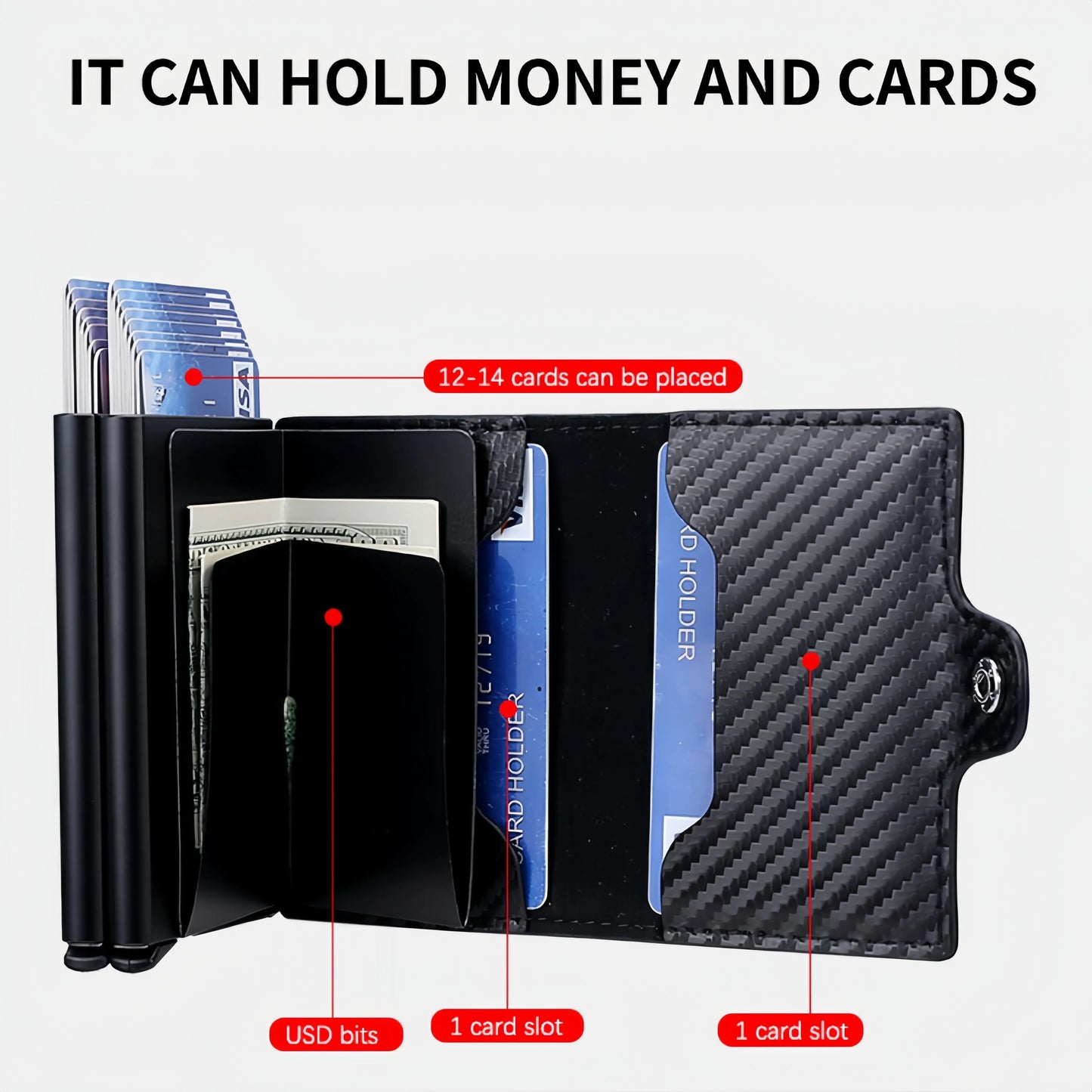 Automatic Pop-Up Credit Carbon Fiber Wallet