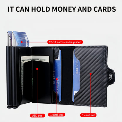 Automatic Pop-Up Credit Carbon Fiber Wallet