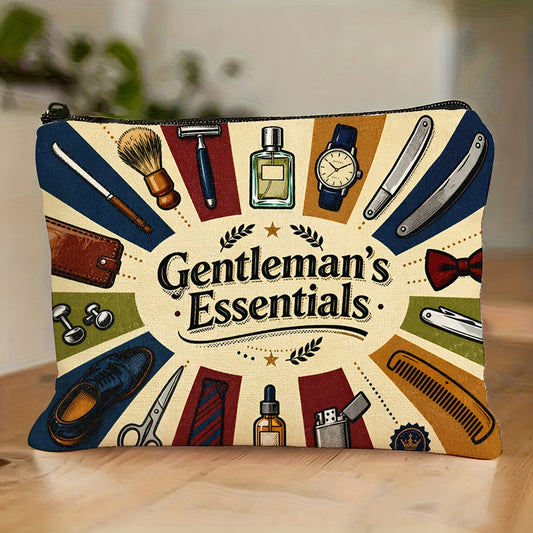 1pc Gentleman Theme Double-Sided Printed Toiletry Bag