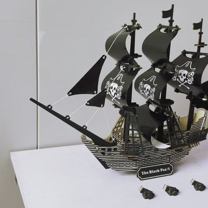 black pirate ship model kit