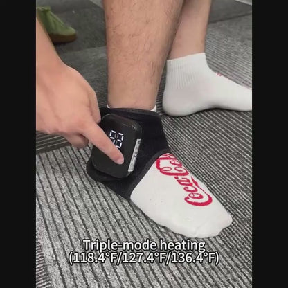 Ankle massager featuring adjustable vibration intensity and customizable heating settings