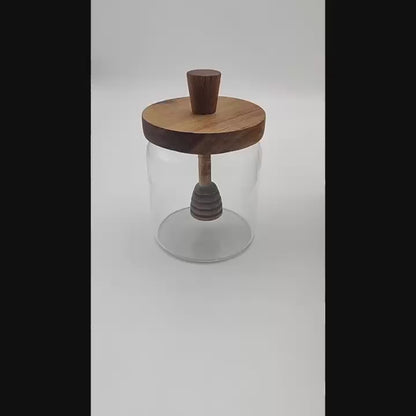 Round Honey Jar With Honey Stick