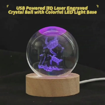3D Sea Turtle Crystal Ball with LED Glow