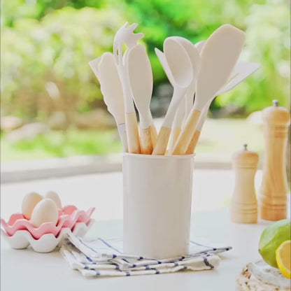 12pcs Silicone Cooking Kitchen Utensils Set with Wooden Handle