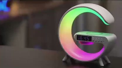 Wireless Phone Charger - Portable Speaker with RGB Lights, Smart Bar Rhythm Lighting, Sunrise Alarm
