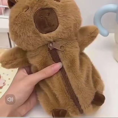 Cute Capybara Plush Multifunctional Case, Zippered Pouch