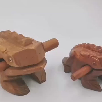 Musical Wooden Singing Frog Statue