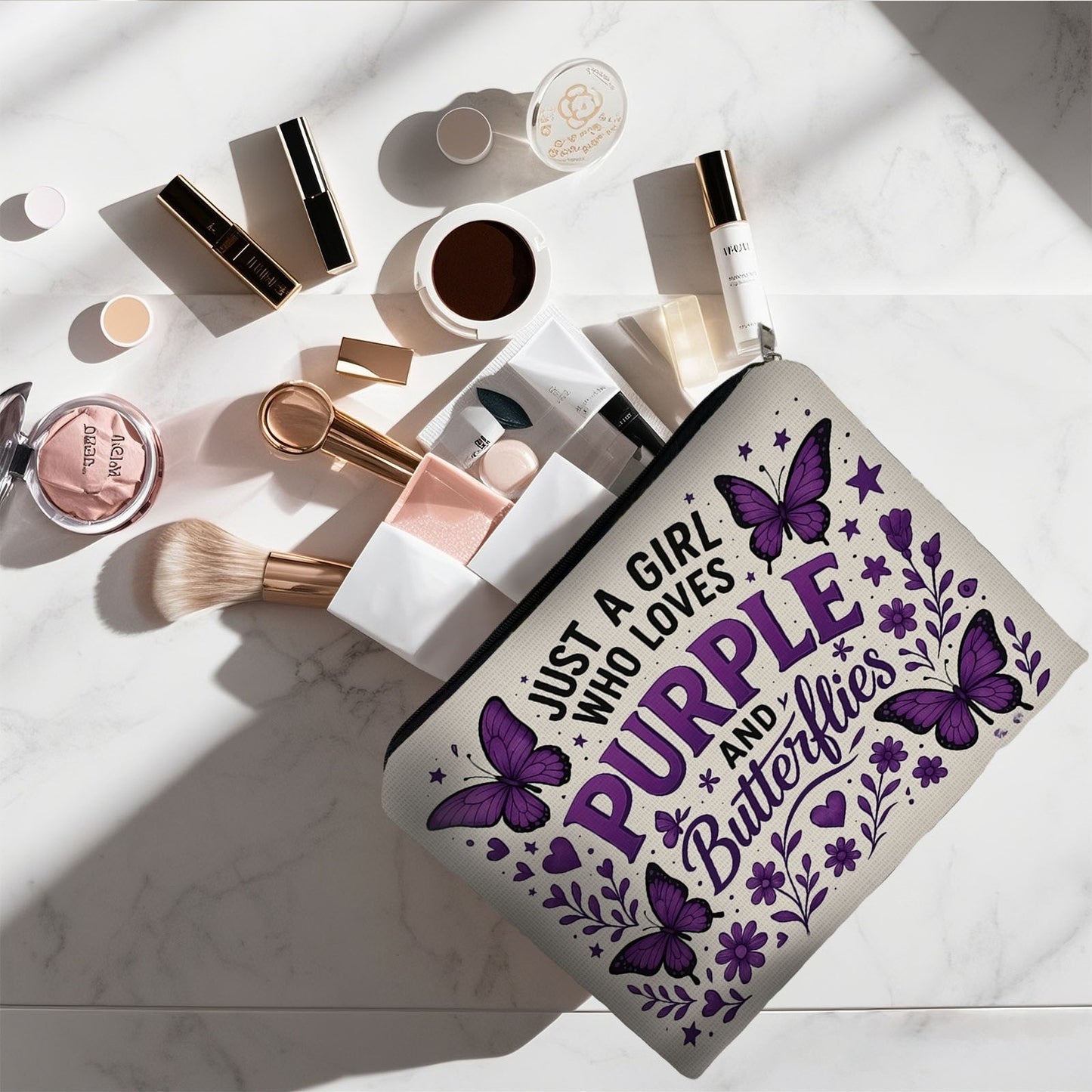 1pc Purple Makeup Bag, 8.66in*5.9in