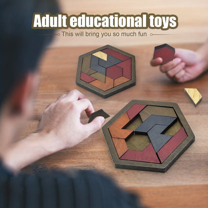 1 Set Hexagon Tangram Wooden Puzzle