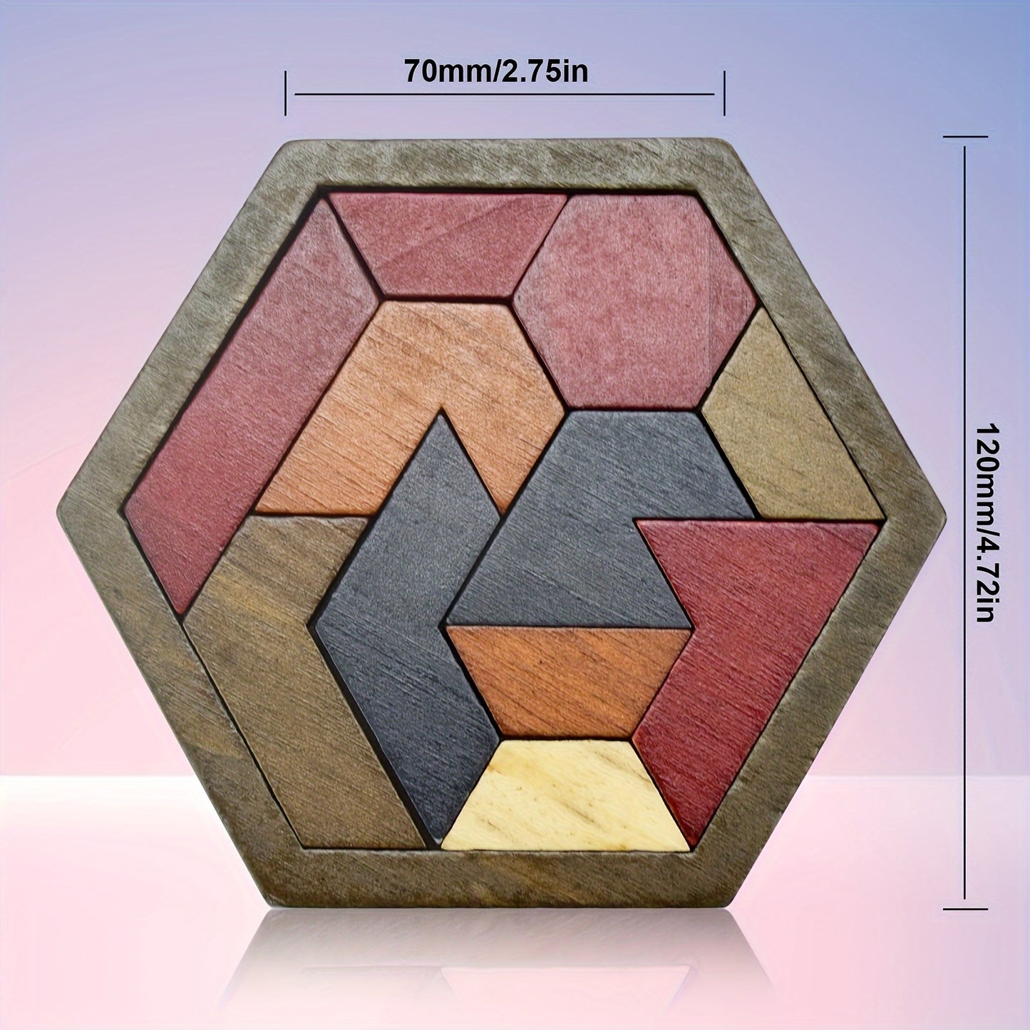 1 Set Hexagon Tangram Wooden Puzzle