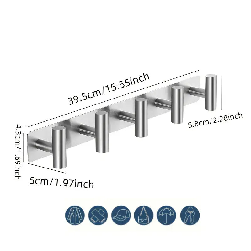 Wall-Mounted Coat Rack with T-Shaped Hooks