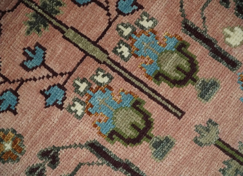 Ready to Ship Pink, Olive and Beige Traditional Vintage Style Tree Wool Rug The Rug Decor