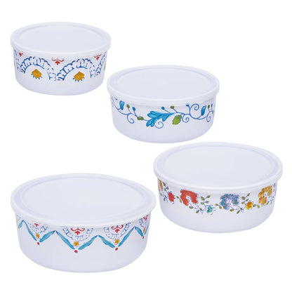 Gibson Home Anaya Melamine Nesting Food Container Set with Lids. This 8-piece round food storage set