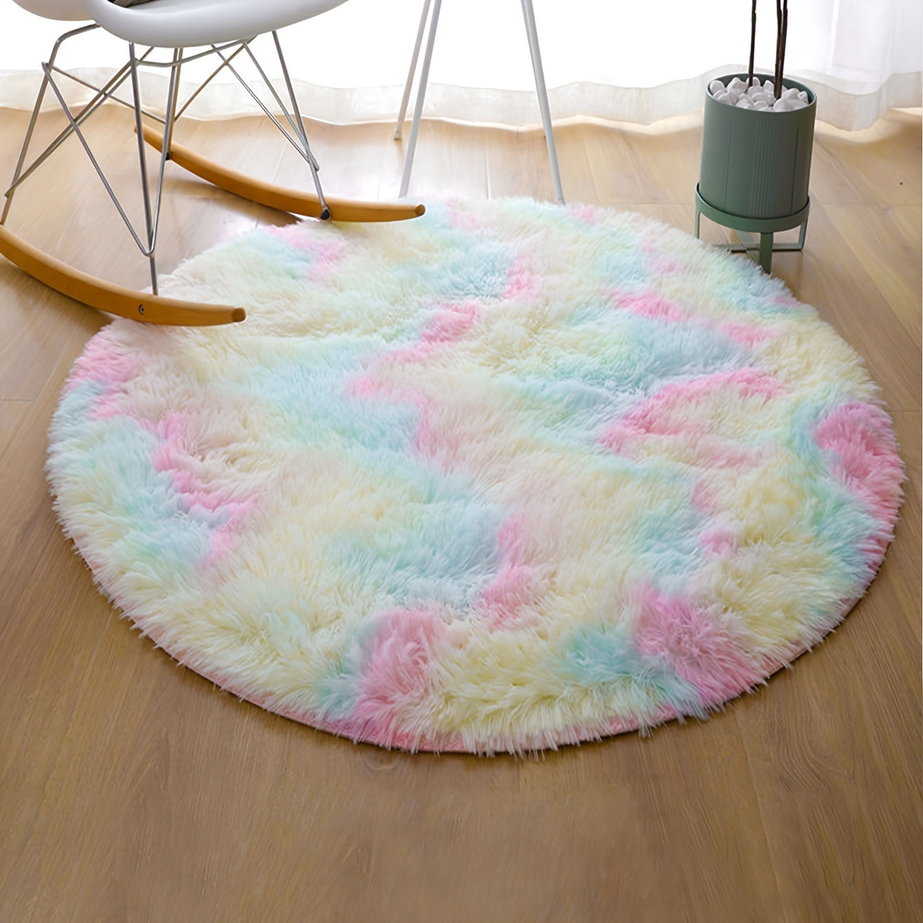 Super Soft Tie-Dye Rainbow Plush Area Rug
