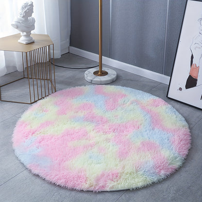 Super Soft Tie-Dye Rainbow Plush Area Rug