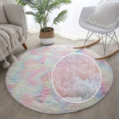Super Soft Tie-Dye Rainbow Plush Area Rug