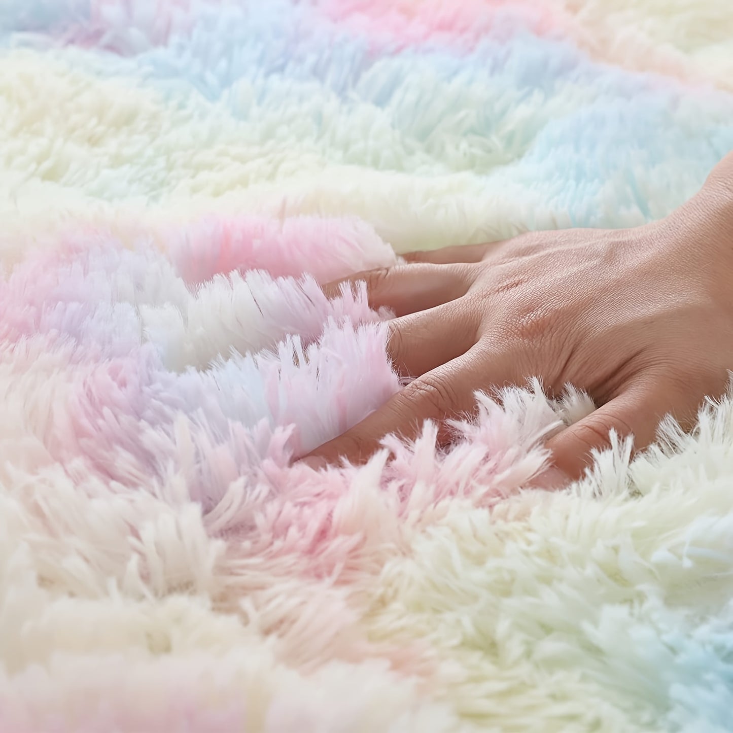 Super Soft Tie-Dye Rainbow Plush Area Rug
