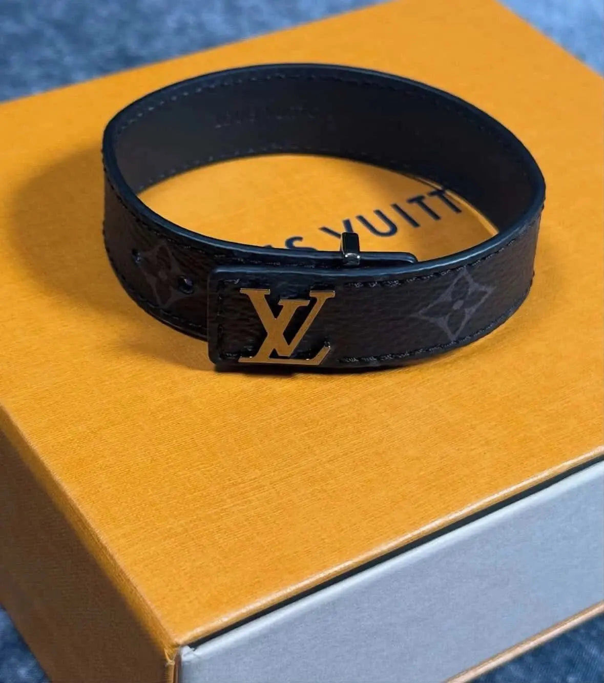Louis Vuitton Black LV Slim Bracelet – Adjustable Monogram Eclipse Men’s Jewelry AK
