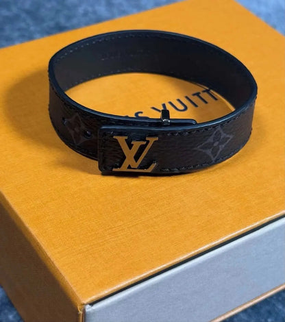 Louis Vuitton Black LV Slim Bracelet – Adjustable Monogram Eclipse Men’s Jewelry AK