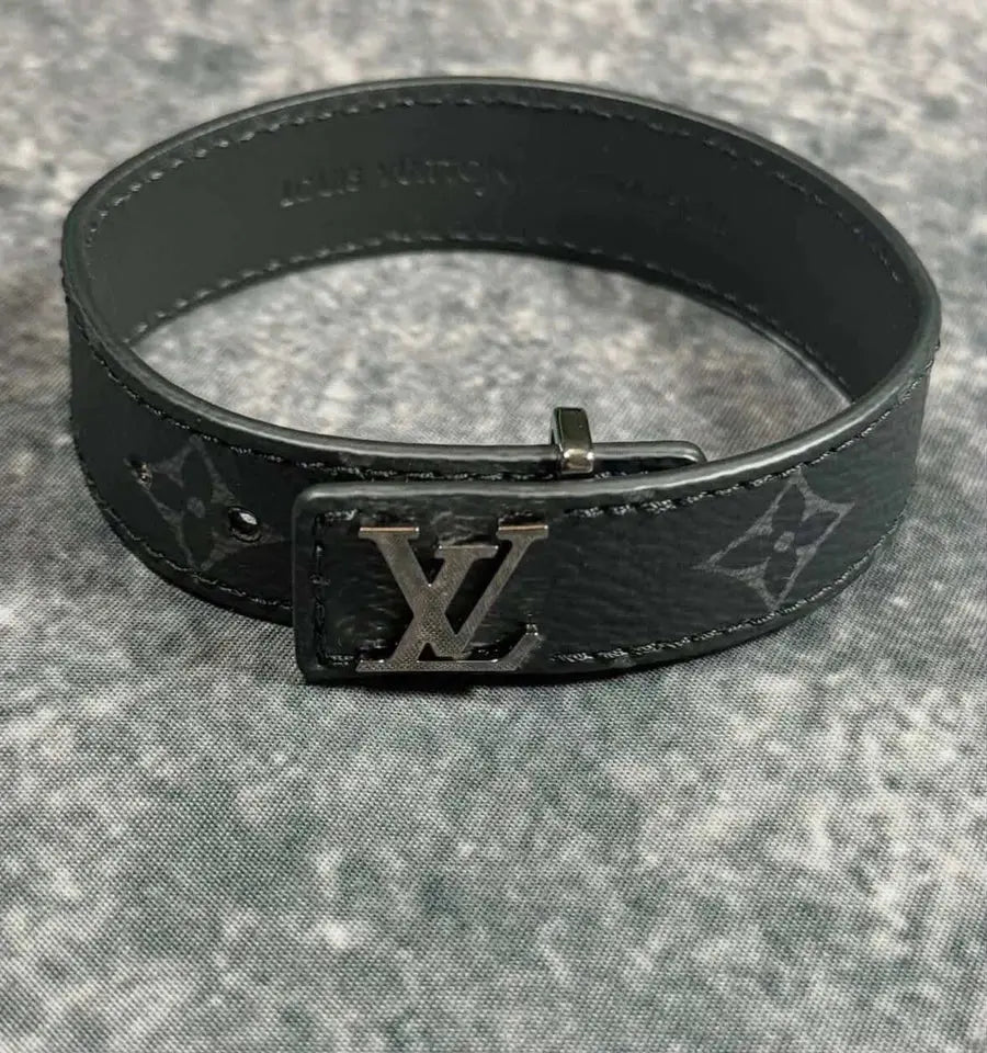 Louis Vuitton Black LV Slim Bracelet – Adjustable Monogram Eclipse Men’s Jewelry AK