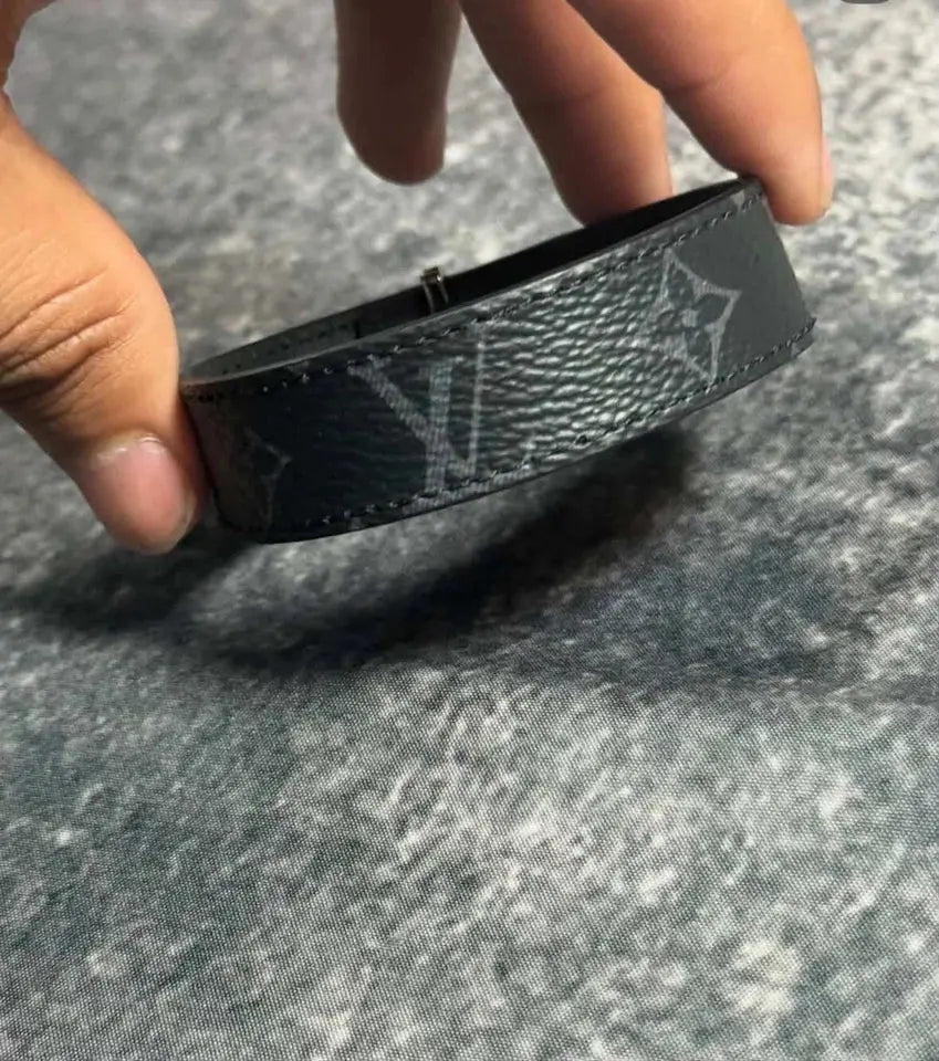 Louis Vuitton Black LV Slim Bracelet – Adjustable Monogram Eclipse Men’s Jewelry AK